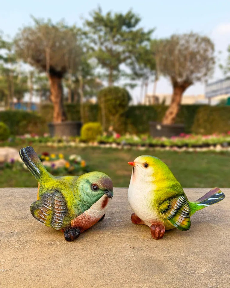 Colorful Birds Statue - Pair Of Two