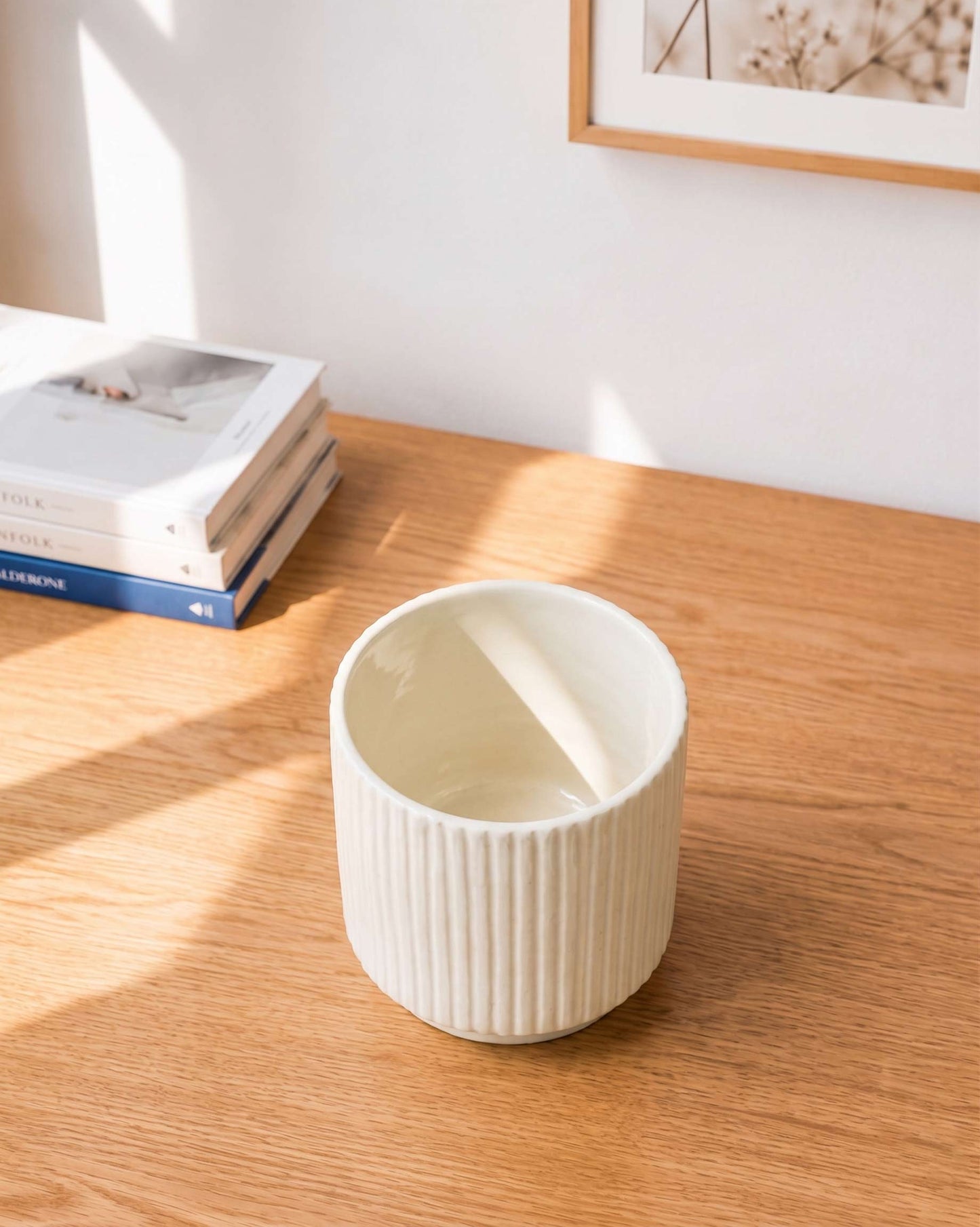 Fluted Ceramic Planter