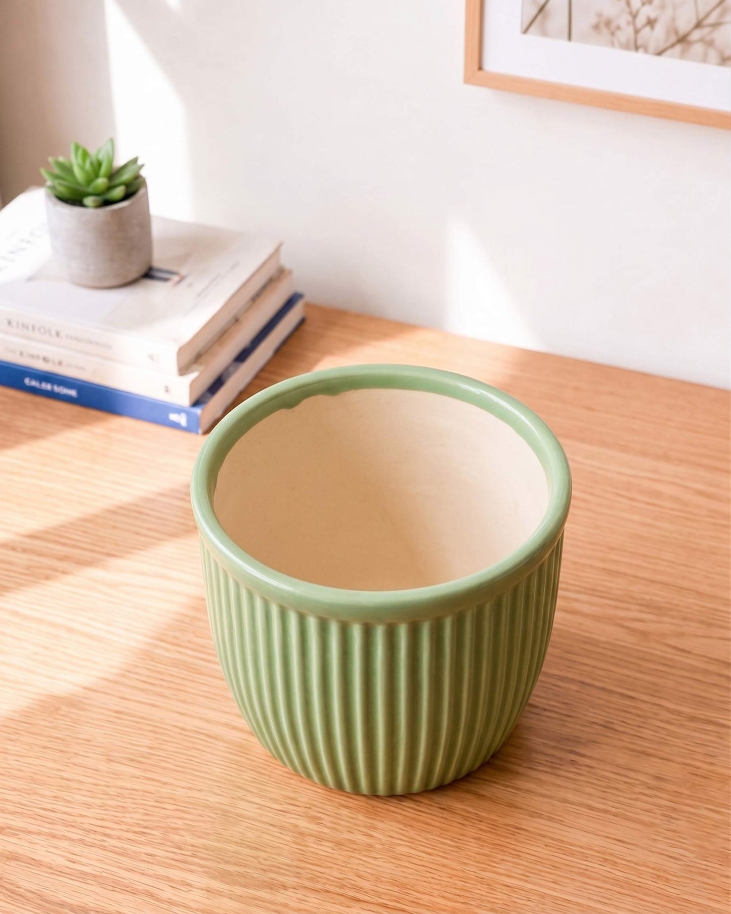 Vertical Textured Ceramic Planter