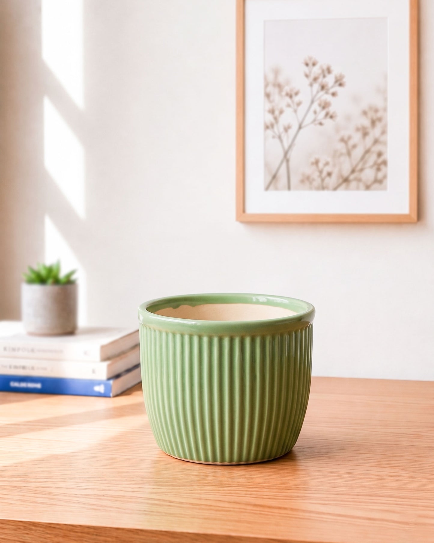 Vertical Textured Ceramic Planter