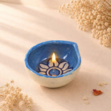 Floral Ceramic Diya Set for Diwali Decoration | Pack of 24