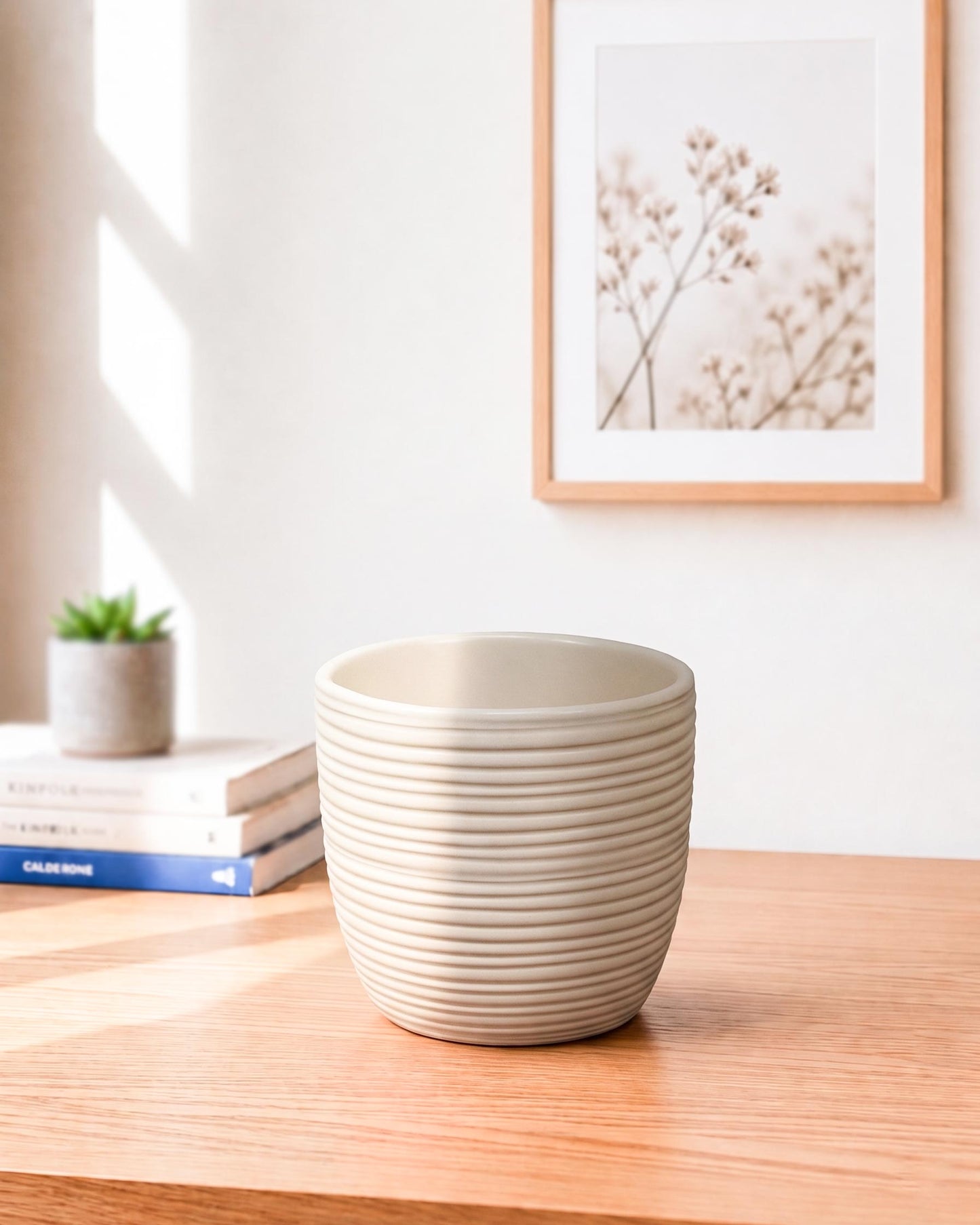 Ribbed Ceramic Planter