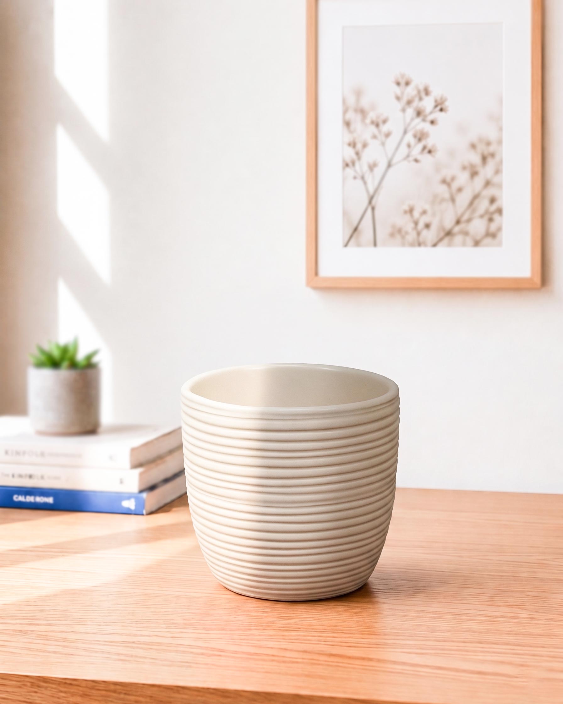 Ribbed Ceramic Planter