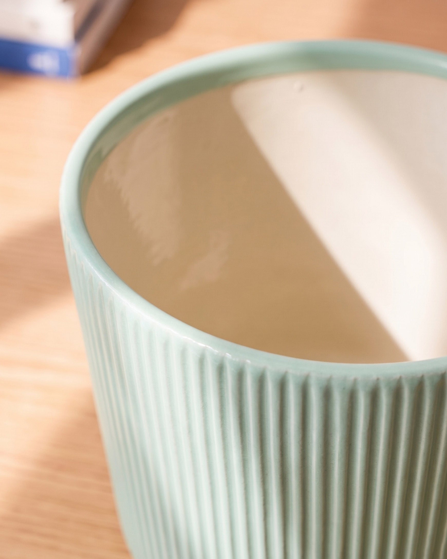 Groove Textured Frustum Ceramic Pot