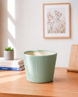 Groove Textured Frustum Ceramic Pot