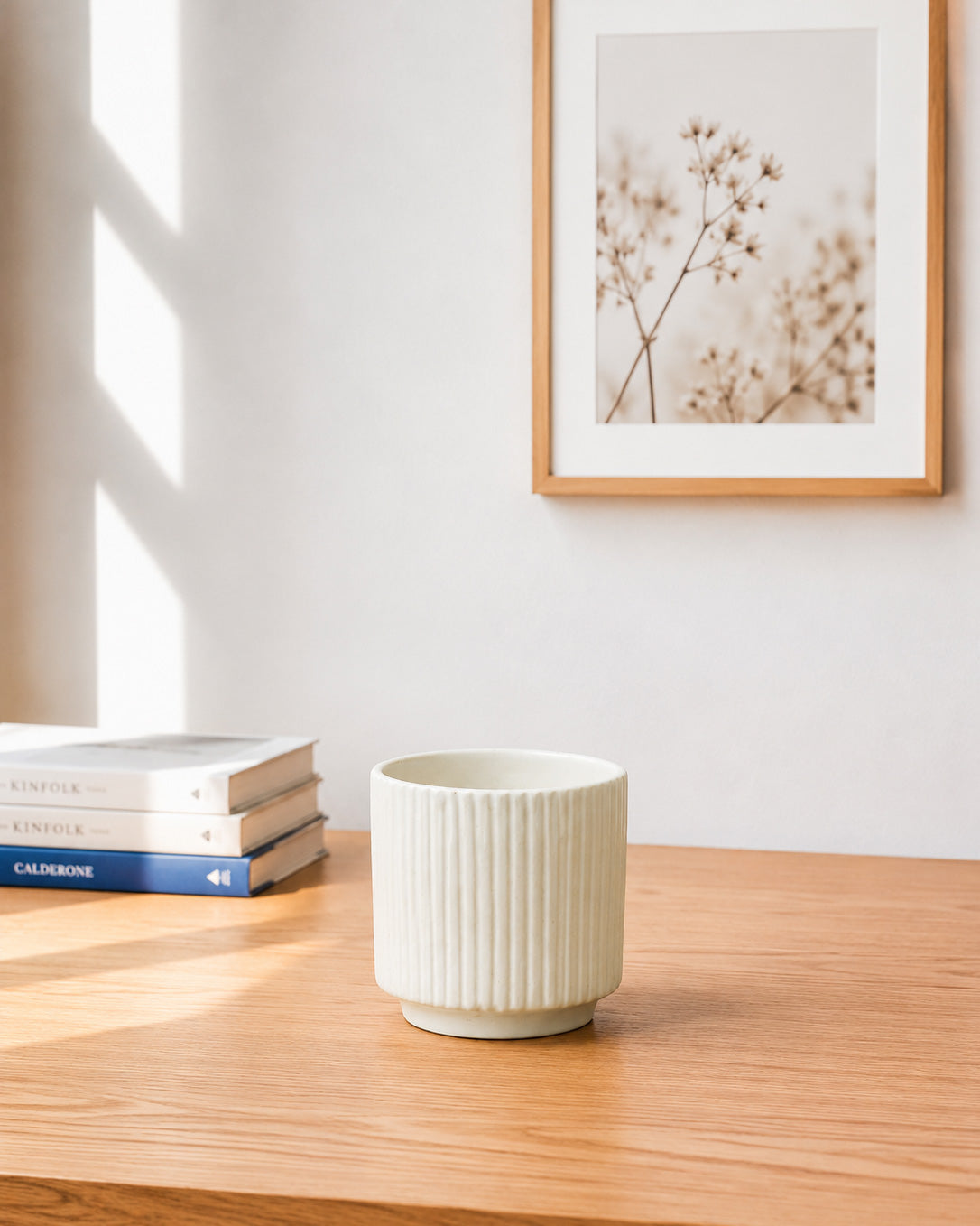 Fluted Ceramic Planter