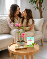 Adenium Plant (Table Top) in Ceramic Pot with Mother’s Day Greeting Card