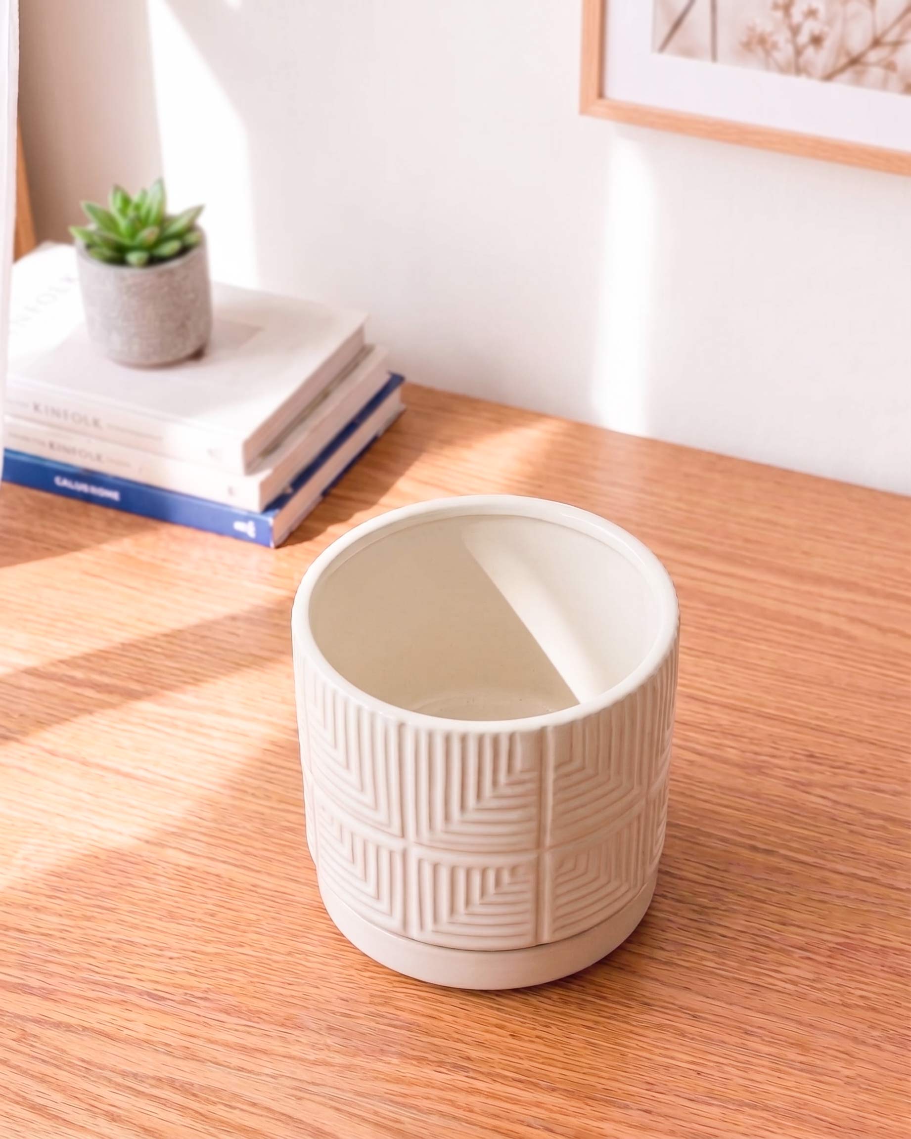 Block Textured Ceramic Planter