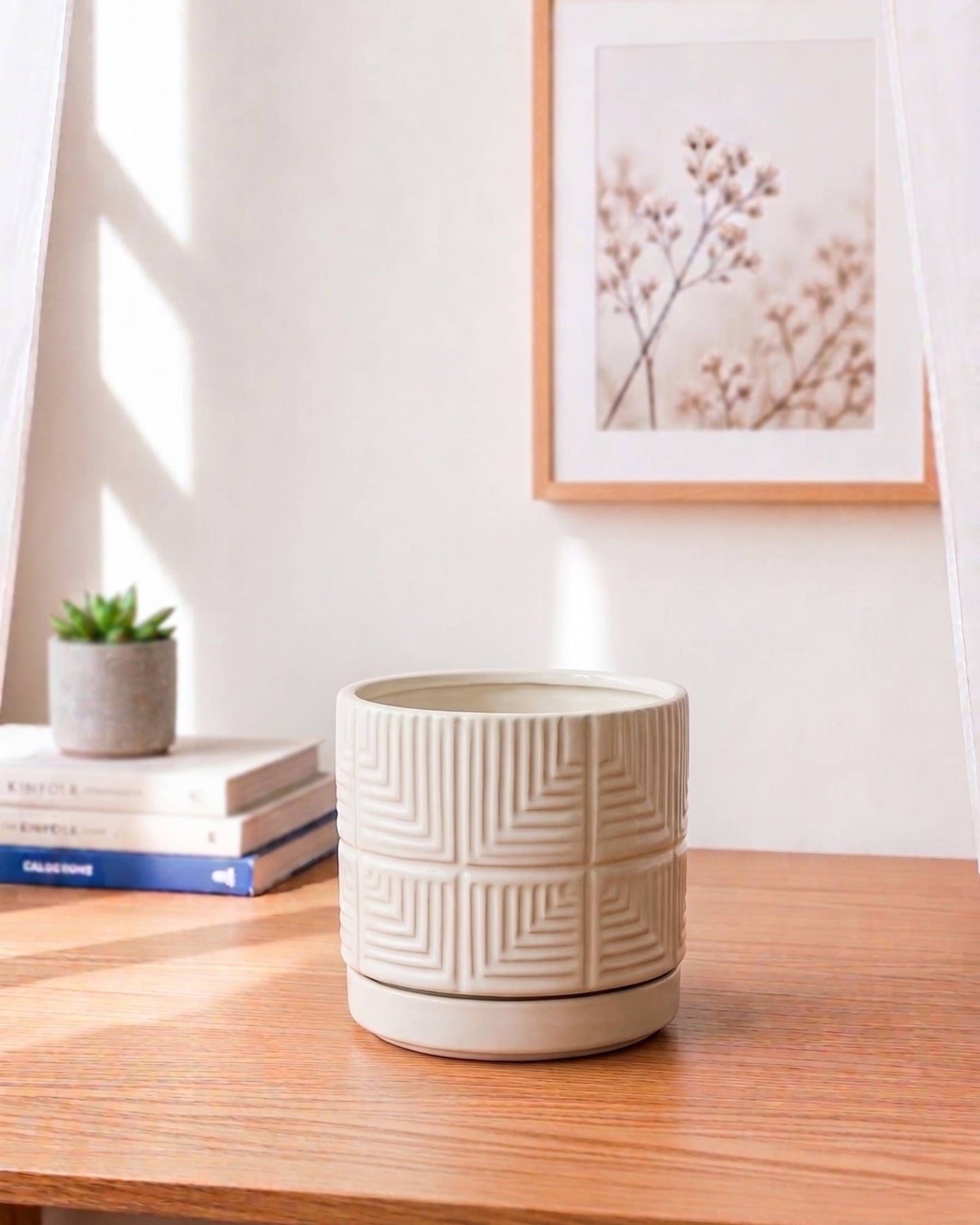 Block Textured Ceramic Planter