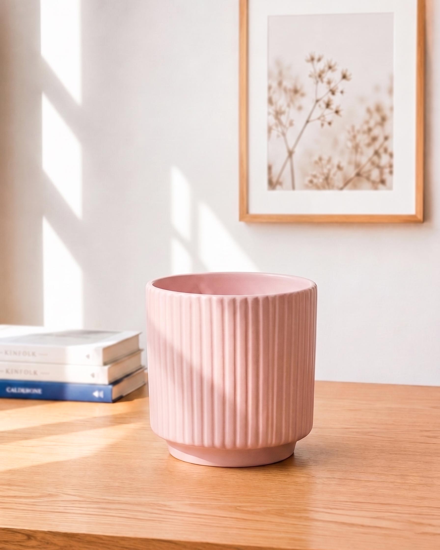 Pink Ceramic textured Planter