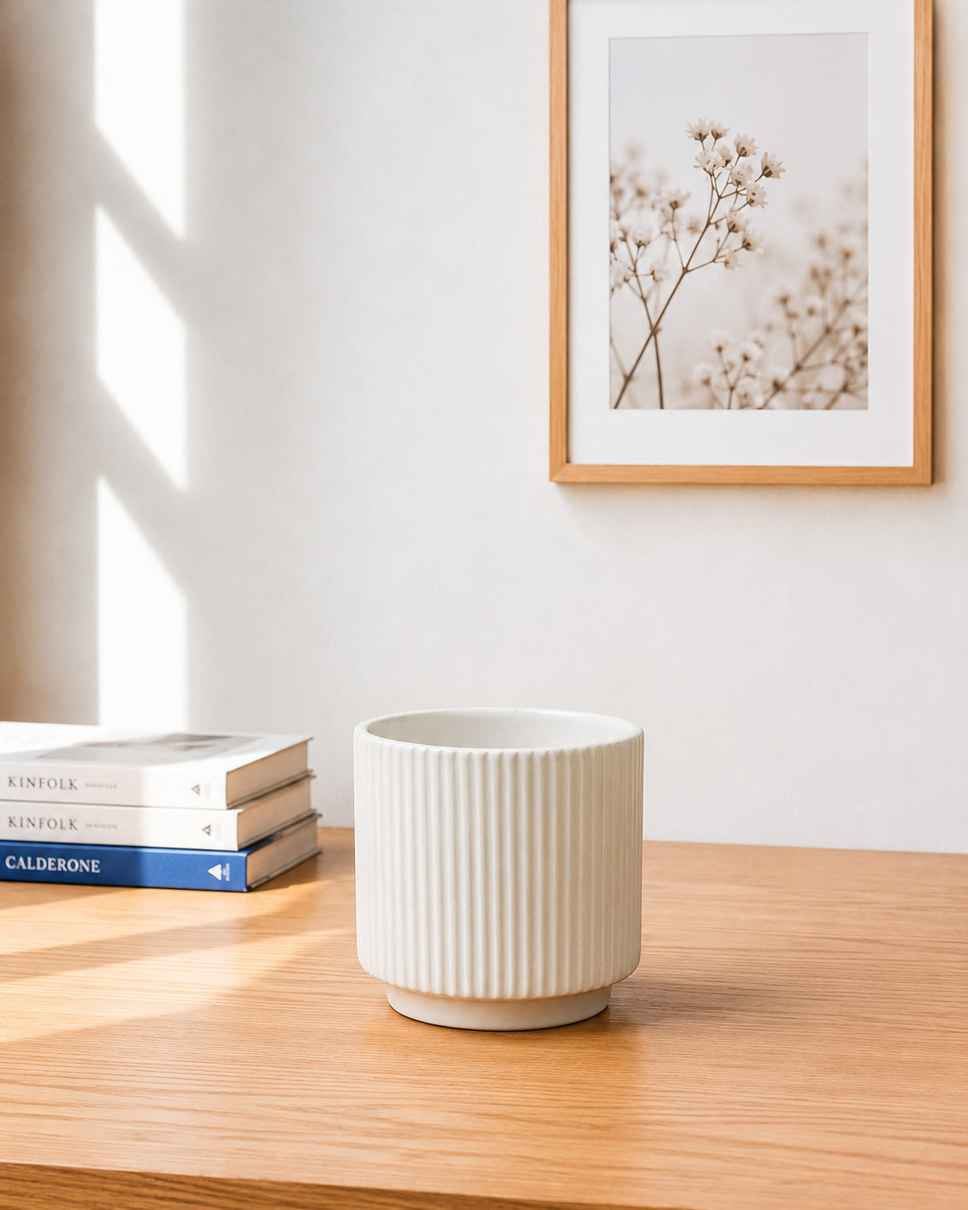 Fluted Ceramic Planter