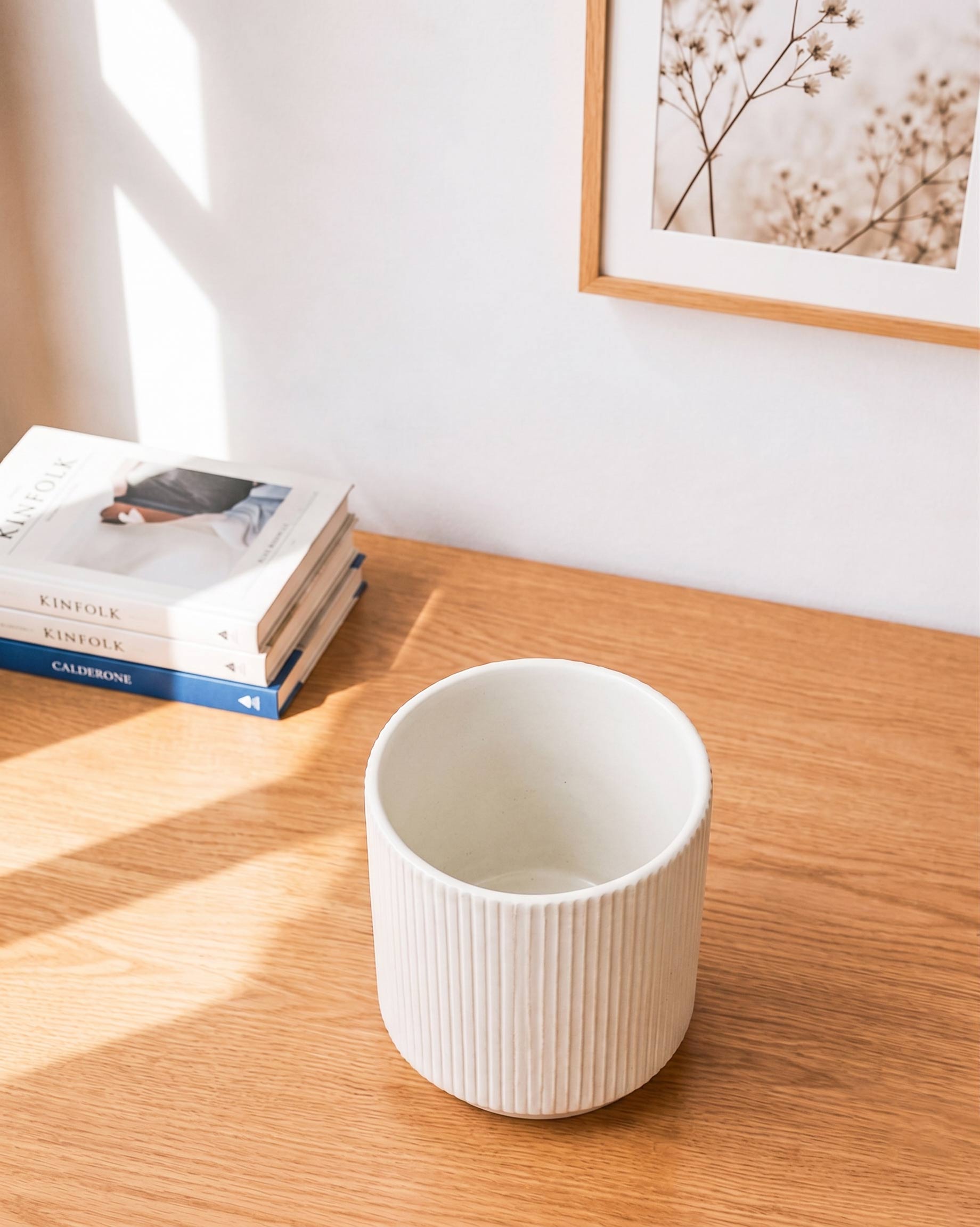 Fluted Ceramic Planter