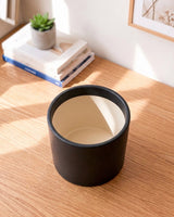 Matt Black Cylindrical Ceramic Pot