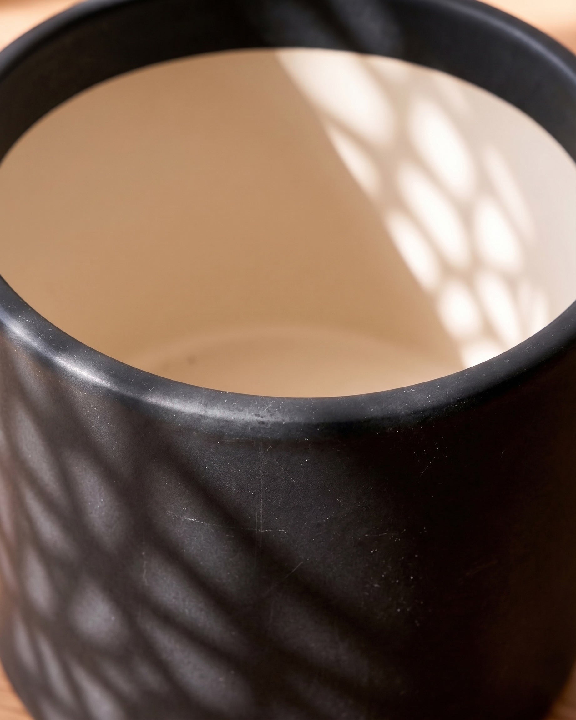 Matt Black Cylindrical Ceramic Pot