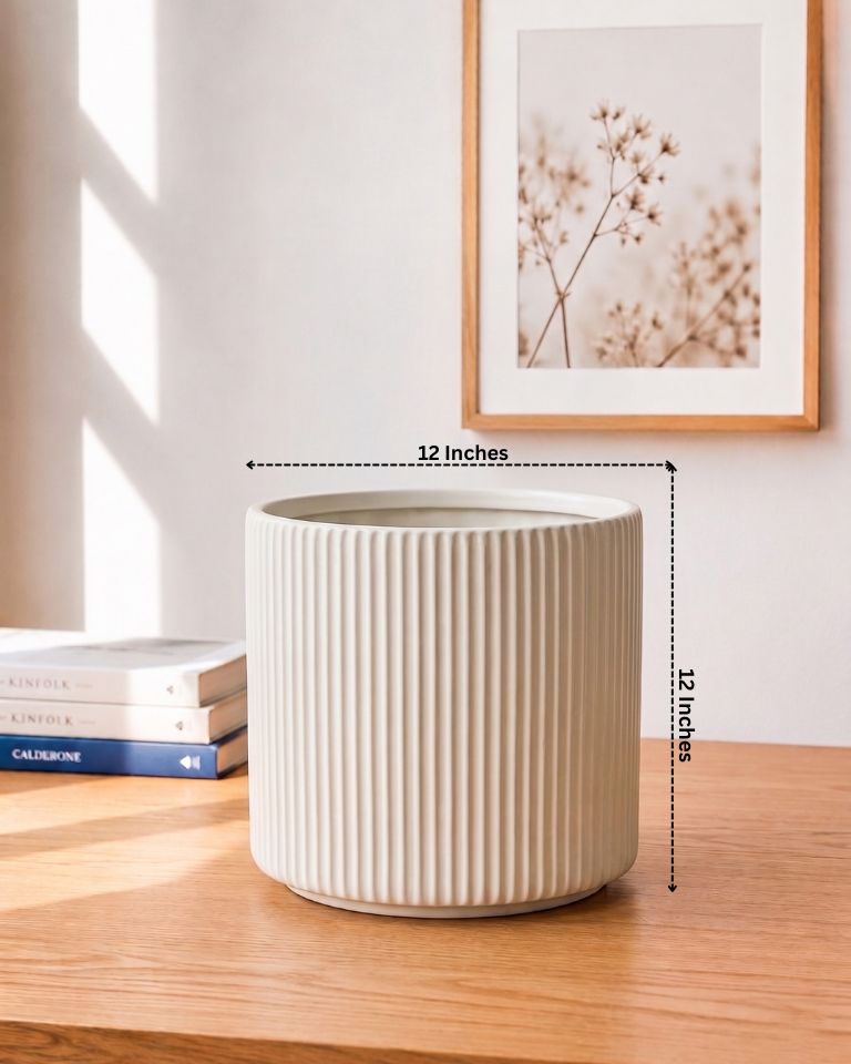 Fluted Ceramic Planters (Set of 4)