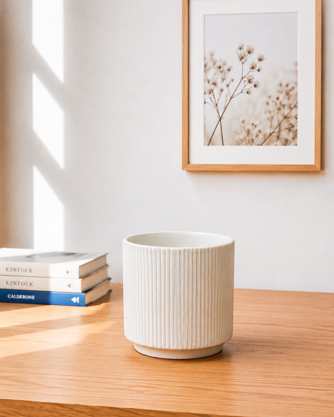Fluted Ceramic Planter