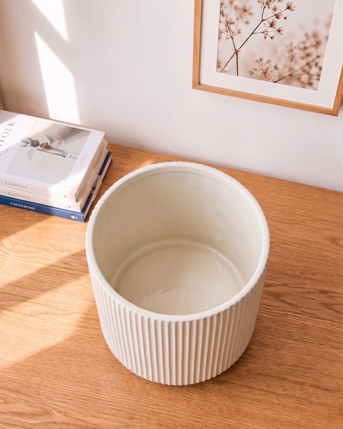 Fluted Ceramic Planter