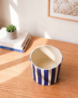 Painted Striped Ceramic Planter