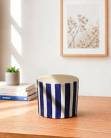 Painted Striped Ceramic Planter