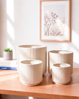 Fluted Ceramic Planters (Set of 4)