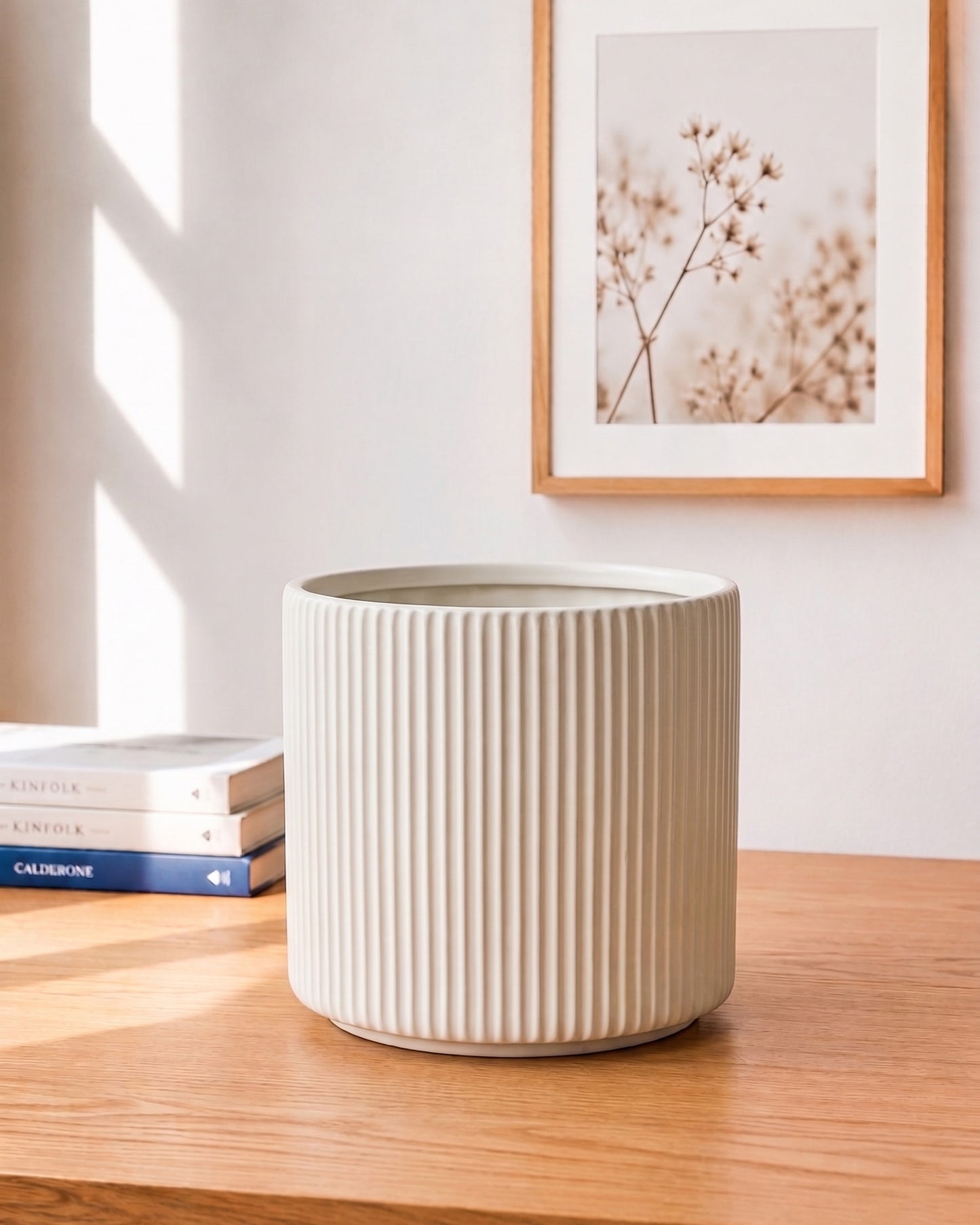 Fluted Ceramic Planter