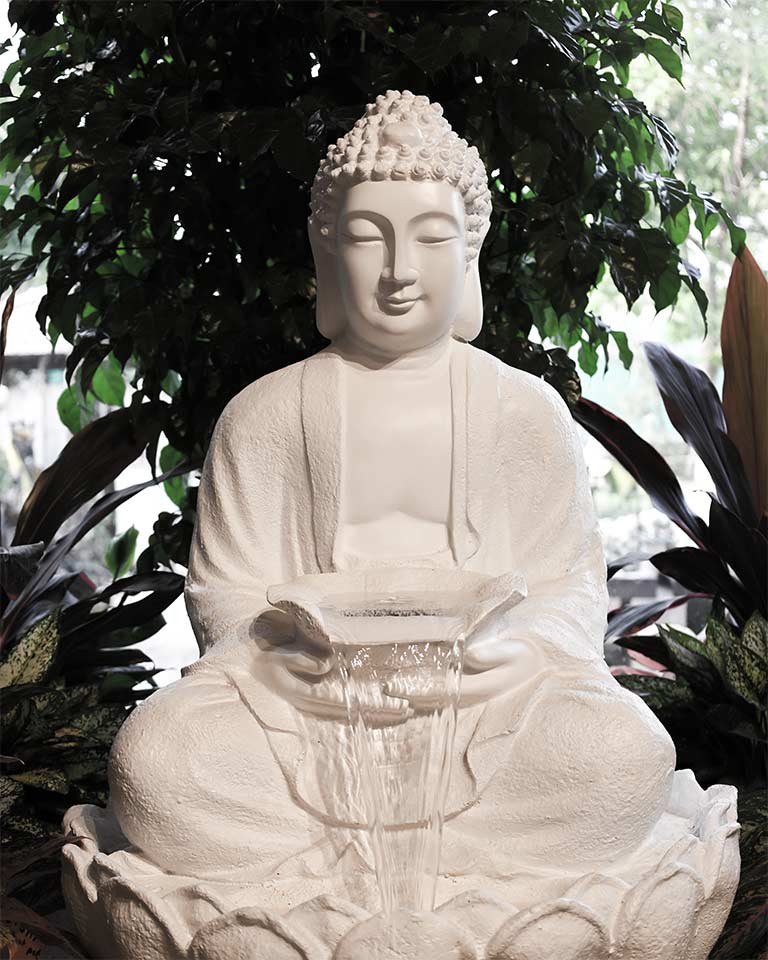 White Buddha Water Fountain – Serene Garden Decor