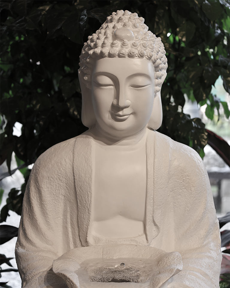 White Buddha Water Fountain – Serene Garden Decor