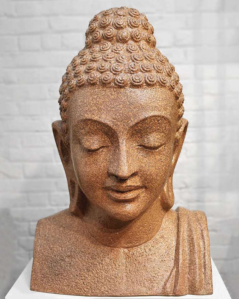 Meditating Buddha Head Sculpture