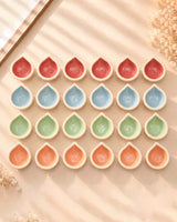 Multicolour Ceramic Diya Set for Diwali Decoration | Pack of 24