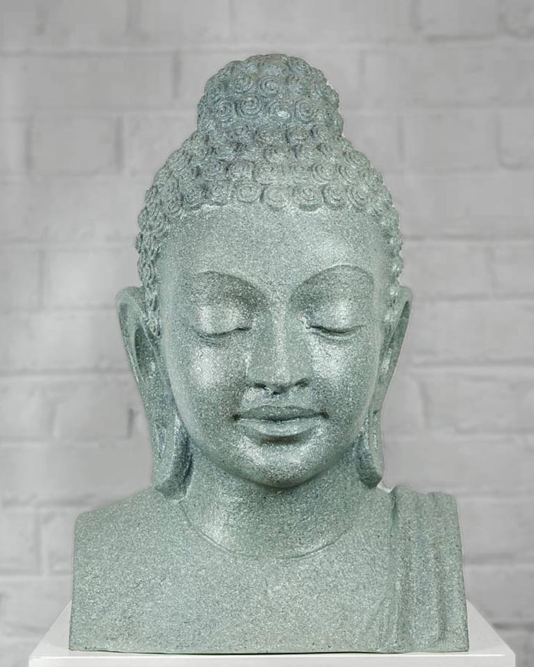 Meditating Buddha Head Sculpture
