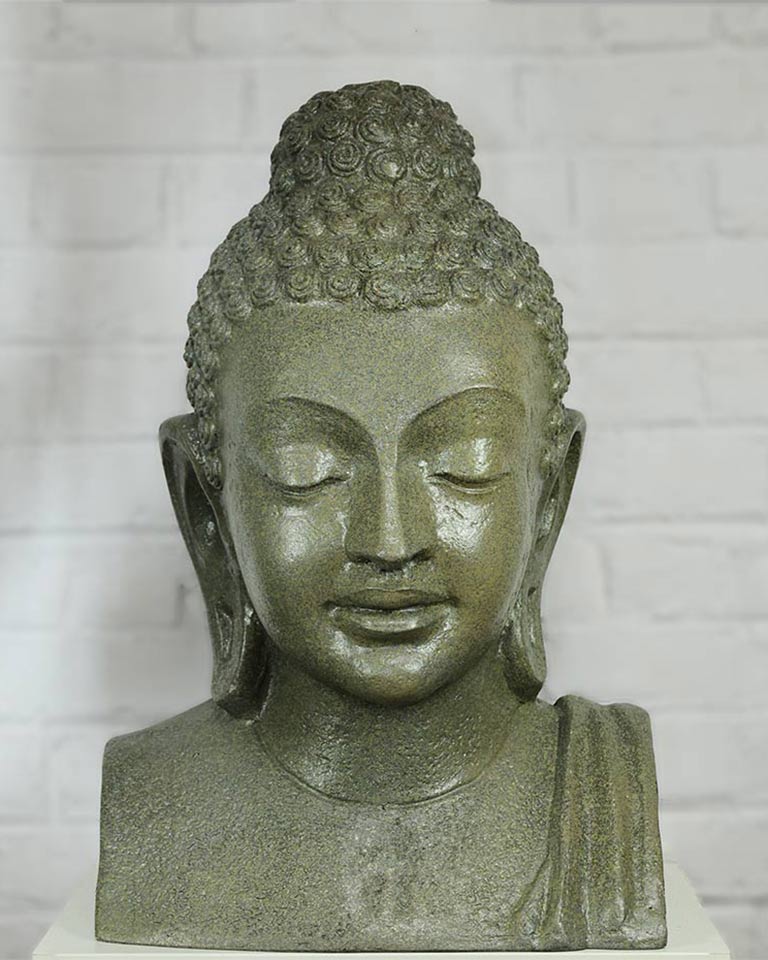 Meditating Buddha Head Sculpture