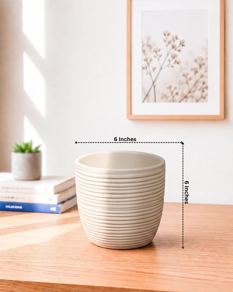 Ribbed Ceramic Planter