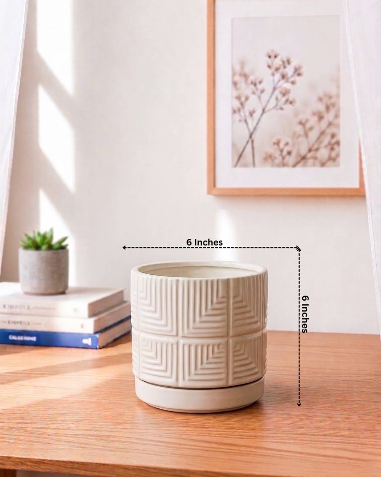 Block Textured Ceramic Planter