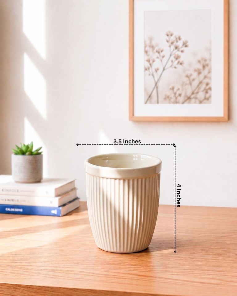 Ribbed Minimal Ceramic Pot