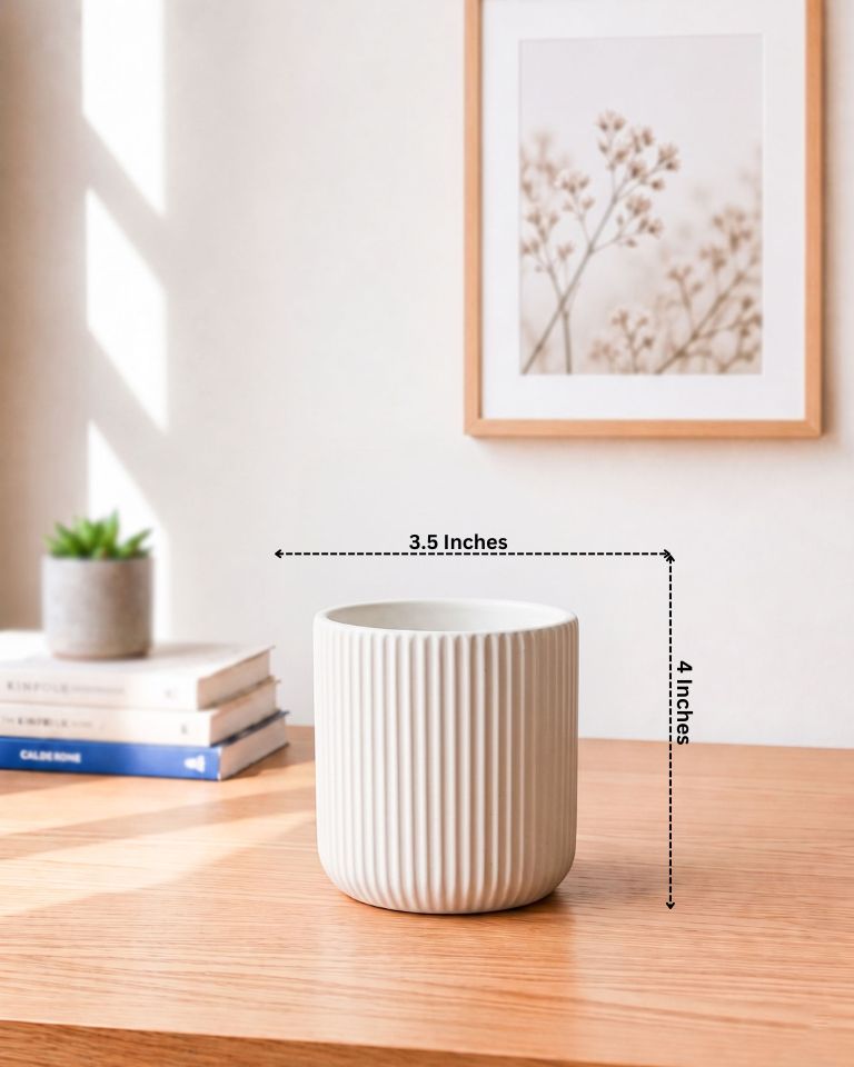 Textured Ribbed Ceramic Planter