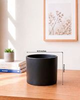 Matt Black Cylindrical Ceramic Pot