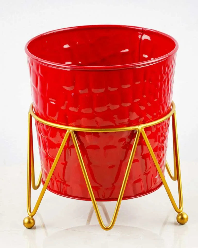 Red Planter with Stand