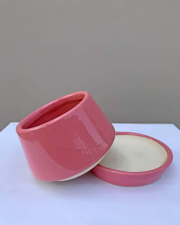 Pink Ceramic Pot With Tray India Online, Unlimited Greens