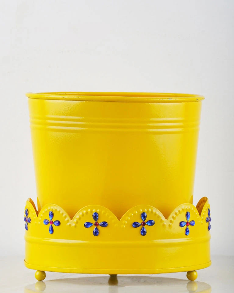 Yellow embellished pots for sale, Unlimited Greens