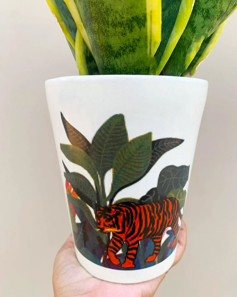Jungle Print Flower Pot